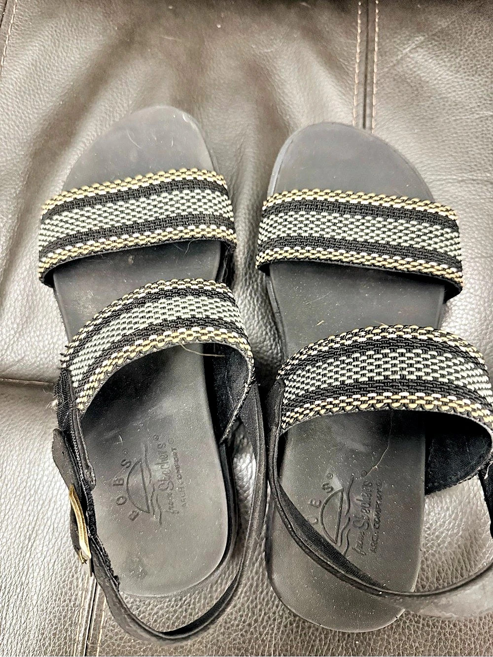 Sketchers Bobs Women's Woven Strap Sandals in Black